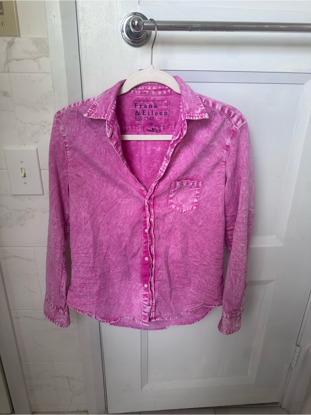 Frank & Eileen Hot Pink Tie-Dye Button Shirt